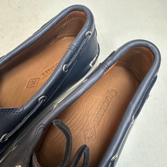 NWOT Quoddy Men\'s Head Boat Shoe Moccasin Navy Blue Handsewn Maine USA 12 D main image 6